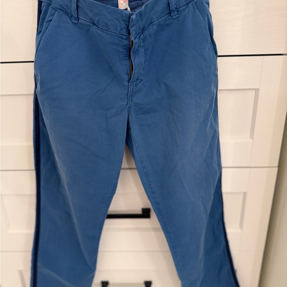 Sundry Blue Side Stripe Crop Raw Hem Chino Pants